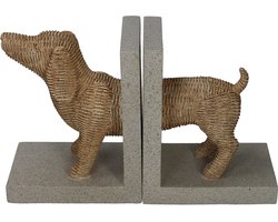 Boekensteun Teckel Naturel Rietlook 25,5 x 8,8 x 15,5 cm Set van 2