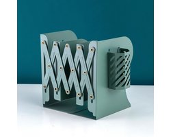 Boekensteun van metaal, verstelbaar, geschikt voor zware boekenplanken, antislip boekenkast, bureau-opbergmap (groen)