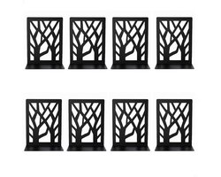Boekensteunen - 4 sets - 8 stuks - Stijlvol Ontwerp - Antislip Pootjes - Multifunctioneel Inzetbaar - Boekenstandaard - Boekensteun - Boekenhouder - Zwart - Metaal