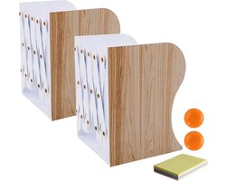 Boekensteunen, Boekensteunen, Metalen Boekensteunen, 2 Stuks Boekenhouder, Verstelbare Boekensteun, Boekensteun voor Plank, Houtimitatie Boekensteunen, Metaal voor Bureau, Uitbreidbaar tot 49,8 cm.