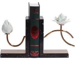 Boekensteunen Chinese Stijl - Creatieve Boekenstandaard - Boeken Organiseren - Anti-Verschuivend Ontwerp - Hoogte 7.8 Inch - Marmer Look