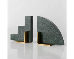 Boekensteunen - Decoratief - Boeken Organiseren - Geometrisch Messing - Marmer