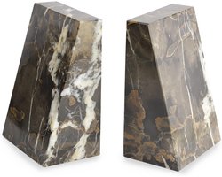 Boekensteunen Marmer - Boekenhouders Decoratie - Boeken Organiseren - Natuurlijk Gevormd - 15x15x15 cm - Zwart Goud