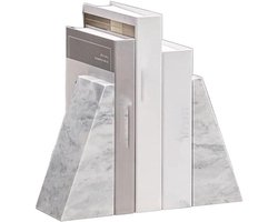 Boekensteunen Marmer - Boekenhouders Decoratief - Boeken Organiseren - Antislip Rubber - 35x28x27 cm - Marmer