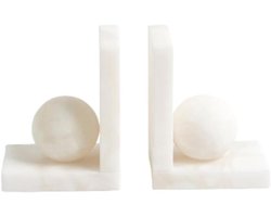 Boekensteunen Marmer - Decoratief Steun - Boeken Organiseren - Uniek Midden-Eeuws Design - 12x9x15CM - Naturel Wit