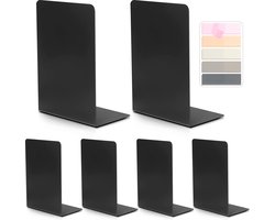 Boekensteunen metaal 135 x 10 x 20 cm - Boekenhouder met index - Zelfklevende notities - School thuis kantoor bibliotheek boekenkast - Set van 6 boeksteun