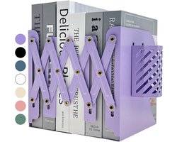 Boekensteunen Metaal - Boekenhouders Boekstoppers - Boeken Organiseren - Stevig Geschilderd Metaal - 19x14x10 cm - Paars