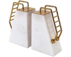 Boekensteunen Metaal Marmer - Decoratieve Boekhouders - Bureau Organisatie - Zwaar en Stabiel Ontwerp - 19x18x16.5 cm - Niet Gespecificeerd