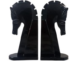 Boekensteunen Paarden - Decoratieve Steunen - Boeken Organiseren - Italiaans Marmer - 22 cm Hoog - Zwart