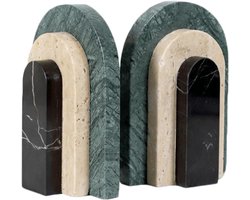 Boekensteunen Set - Boekenhouders Decoratief - Boeken Organiseren - Abstract Kunst Design - 23D x 10B x 17H cm - Groen