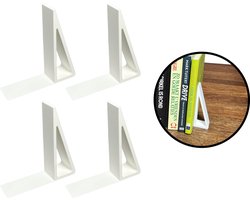 Boekensteunen - Wit - 4 Stuks - Boekensteun - Boeksteun - Boekenhouder - Boekstandaard - Boeksteunen