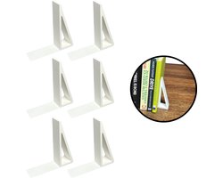 Boekensteunen - Wit - 6 Stuks - Boekensteun - Boeksteun - Boekenhouder - Boekstandaard - Boeksteunen