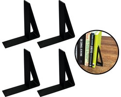 Boekensteunen - Zwart - 4 Stuks - Boekensteun - Boeksteun - Boekenhouder - Boekstandaard