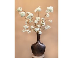 Boeket kunstbloemen Bloesem wit – Luxe zijden bloemen – Stijlvolle bloesemtakken voor binnen – 80 cm hoog