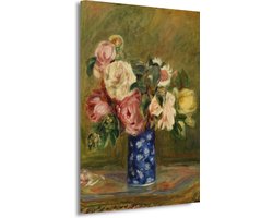Boeket Rozen - Pierre-Auguste Renoir portret - Bloemen wanddecoratie - Canvas schilderij Natuur - Landelijk schilderij - Canvas keuken - Slaapkamer decoratie 60x90 cm
