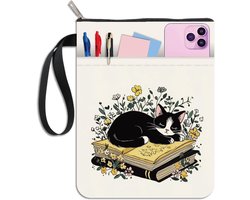 Boekhoes Kat Bloemen - Boekbeschermer Kaft - Boeken Beschermen - Met Extra Vak - 28 x 22 cm - Multicolor