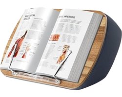 Boekhouderstandaard - Leeskussen standaard - Comfortabel lezen - Stof en hout mix - 43 x 28.5 x 11 cm