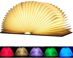 Boeklamp 1 Stuk - Opvouwbare LED Touch Sfeerlamp - Witte Esdoorn Hout - USB Oplaadbaar 360 Graden Draaibaar