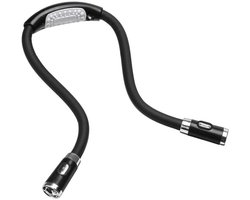 Boeklamp met 4 LED's, leeslamp voor om de nek, ideaal voor lezen in bed, hanglamp met 3 helderheidsniveaus, 2 flexibele, zachte armen, handsfree, perfect voor handwerk, breien, haken, enz.