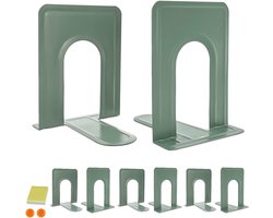 Boeksteun, boekhouder, boekensteunen van metaal, boekensteunen, boekenstandaard voor kinderen, boekenstandaard, boekenkast 4 paar (8 stuks), groen, 17 x 12 x 15 cm