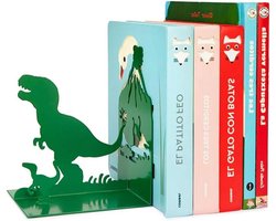 Boeksteun Dinosaurussen T-Rex Groen Metaal - Kinderkamer Boeken Steunen