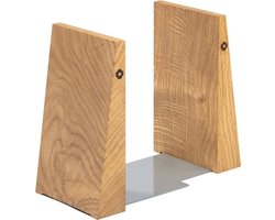 Boekuiteinden voor Planken - Handgemaakte Houten Boekensteunen met Metalen Basis - Stevige Boekenhouders voor Zware Boeken - Moderne Decoratieve Boekenaccessoires