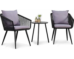 Boender Outdoor - Tuinset 2 persoons - 3-delig aluminium met ropes antraciet