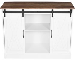 Boerderij-koffiebar-kast, 106 x 40 x 82 cm Opbergkast met 3 legplanken, salontafel met schuifdeuren, rustieke dressoir voor woonkamer of hal
