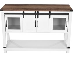 Boerderij-koffiebar-kast, 120 x 40 x 83 cm met 4 opberglagen, koffiebar-tafel met schuifdeuren, dressoir-buffetkast voor woonkamer, hal