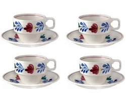 Boerenbont Kop en schotel stapelbaar 200ml - set van 4 stuks