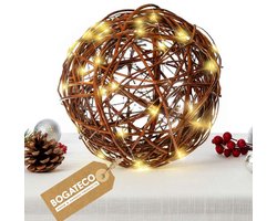 BOGATECO Decoratieve Bal 20 cm met LED-lichtsnoer - Grote wilgenbal met sfeerverlichting | Decoratieve bal voor tuin, balkon en terras