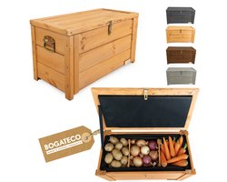 BOGATECO Geïsoleerde Tuinkist met Deksel - Thermobox 55L - Houten Kist voor Groente & Fruit - 79x46x39cm - Verstelbare Vakken