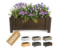 BOGATECO Houten Bloembak met Worteldoek 39x79x30 cm - Modulaire Plantenbak voor Tuin en Terras - 6 Kleuren Beschikbaar - Donkerbruin