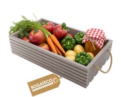 BOGATECO Houten kist Natuur 60x35x14,5 cm Grote houten kist Houten doos Decoratie Houten kisten Fruitkist Groentekist Houten kist voor opslag Opbergdoos Kist Hout Cadeau Decoratie Wijnkist GRIJS