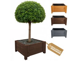BOGATECO Houten Plantenbak 50 x 50 x 30 cm - Inclusief Agro-Textiel - Weerbestendig & Geïmpregneerd - Bloembak voor Tuin & Balkon - Donkebruin
