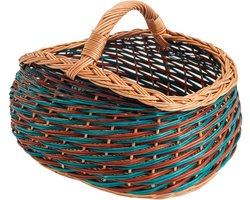 BOGATECO natuurlijke rieten mand met handvat | Grote boodschappenmand 40X22X30 | Handgeweven, verkrijgbaar in twee kleuren | Opbergmand | Marktmand | GROENTE