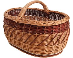 BOGATECO natuurlijke rieten mand met handvat| Grote boodschappenmand 45X30X23| Handgeweven, verkrijgbaar in vier kleuren| Opbergmand| Marktmand | BRUIN