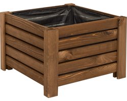 BOGATECO plantenbak van hout | Bloempot Perfect voor tuin | Waterdicht | Met Agro-Textiel | 38x38x25cm | Donkerbruin