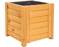 BOGATECO plantenbak van hout | Bloempot Perfect voor tuin | Waterdicht | Met Agro-Textiel | 39 x 39 x 40cm | Lichtbruin