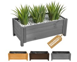 BOGATECO plantenbak van hout | Bloempot Perfect voor tuin | Waterdicht | Met Agro-Textiel | 80x38x30cm | antraciet