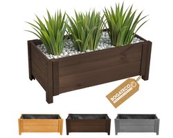 BOGATECO plantenbak van hout | Bloempot Perfect voor tuin | Waterdicht | Met Agro-Textiel | 80x38x30cm | Donkerbruin