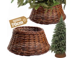 BOGATECO rieten mand voor de kerstboom 70cm diameter | Kerstboomrok van wilgenhout | Kerstboommand | Naturelkleurige kerstboomstandaard van wilgenhout | Handgemaakt | Bruin