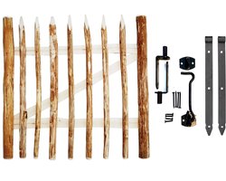 BOGATECO schutting poort hazelnoot breedte 100cm hoogte 90 cm | Tuinpoort | met scharnieren inclusief accessoires | Deuropening naar rechts