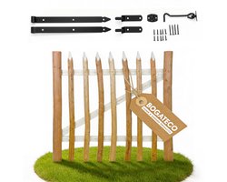 BOGATECO Tuinpoort Hazelnoot Rechtsdraaiend – Houten Tuinhek Poortje – Natuurlijk Gekloofd Hazelnoothout – 90 x 100 cm – Rustiek Hekwerk voor Moestuin en Erf