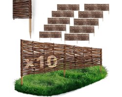 BOGATECO Wilgen Beeteinfassung - Set van 10 Stuks - Diverse Maten - Flexibele Rasenkant & Steckzaun - Handgevlochten Tuinafscheiding | 120 cm x 30 cm