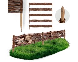 BOGATECO Wilgen Beeteinfassung - Set van 5 Stuks - Diverse Maten - Flexibele Rasenkant & Steckzaun - Handgevlochten Tuinafscheiding | 100 cm x 10 cm
