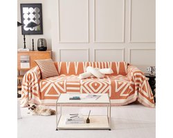 Boheemse bankhoes, chenille karamel bankhoes voor hoekbank, wasbare ademende loveseat bankhoes, 1 kussen bank woonkamer meubelbeschermer, 71 inch x 118 inch