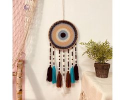 Boheemse dromenvanger, handgeweven dromenvanger, woondecoratie dromenvanger (bruin)