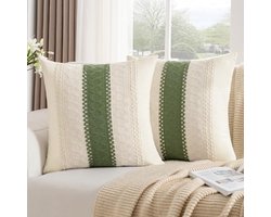 Boheemse Kussenhoezen 40x40 cm - Set van 2 Decoratieve Kussenslopen voor Woondecoratie in Groen