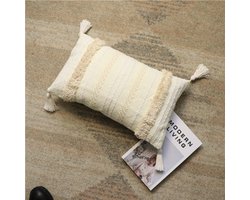 Boheemse Kussenhoezen - Decoratieve Stijl - 30x50 cm & Versteekreiszak - 1 Stuk - Voor Woonkamer & Slaapkamer - Beige